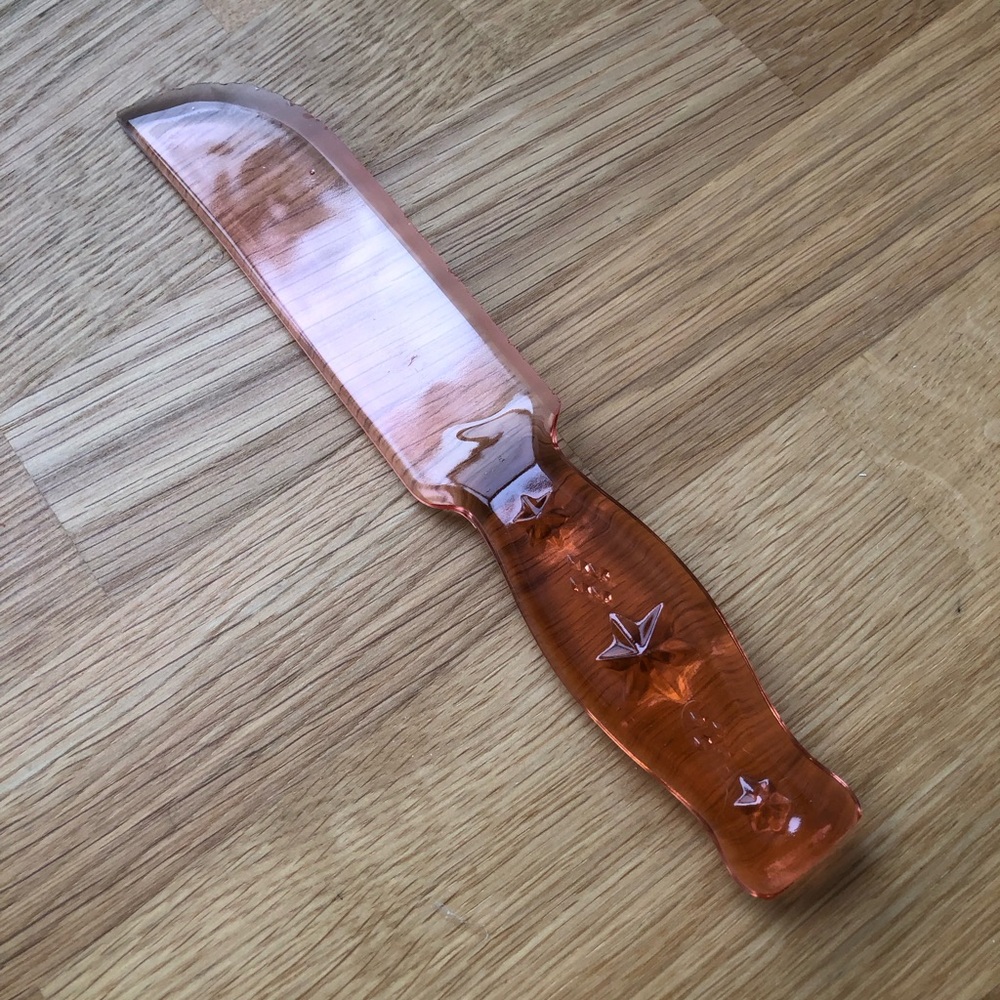 Vintage pink depression glass cheese knife table knife - AS IS
